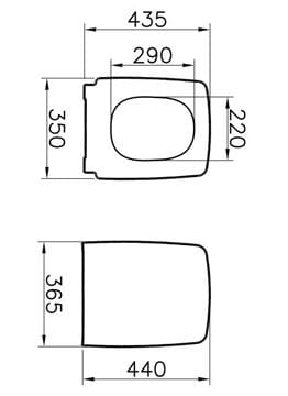 VITRA METROPOLE WC sedadlo 90-003-001 Technický nákres
