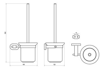 RAVAK CHROME CR 410.00 WC kefa, nástenná, sklo, chróm X07P196 Technický nákres