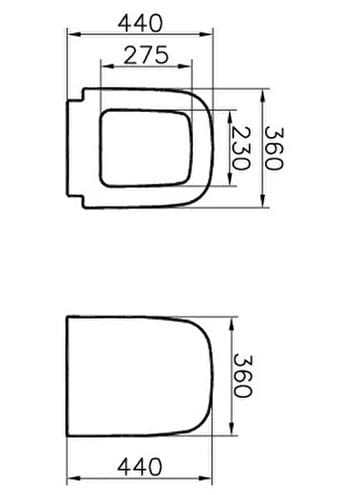 VITRA S20 WC sedadlo 77-003-001 Technický nákres