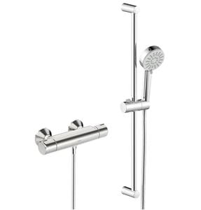 HANSA BASIC sprchový set s termostatickou batériou, ručná sprcha s 3 prúdmi, tyč, hadica, chróm