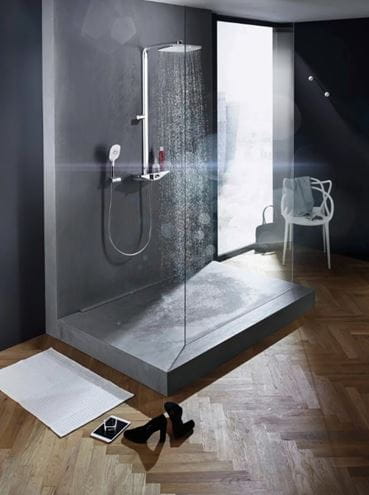 HANSA EMOTION sprchový set s termostatickou batériou, horná sprcha, ručná sprcha s 3 prúdmi, tyč, hadica, držiak, Wellfit, chróm / antracit 5865017284 Obrázek - fotka