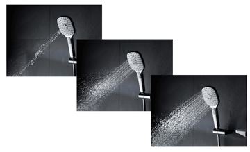 HANSA EMOTION sprchový set s termostatickou batériou, horná sprcha, ručná sprcha s 3 prúdmi, tyč, hadica, držiak, Wellfit, chróm / biela 5865017282 Obrázek - fotka