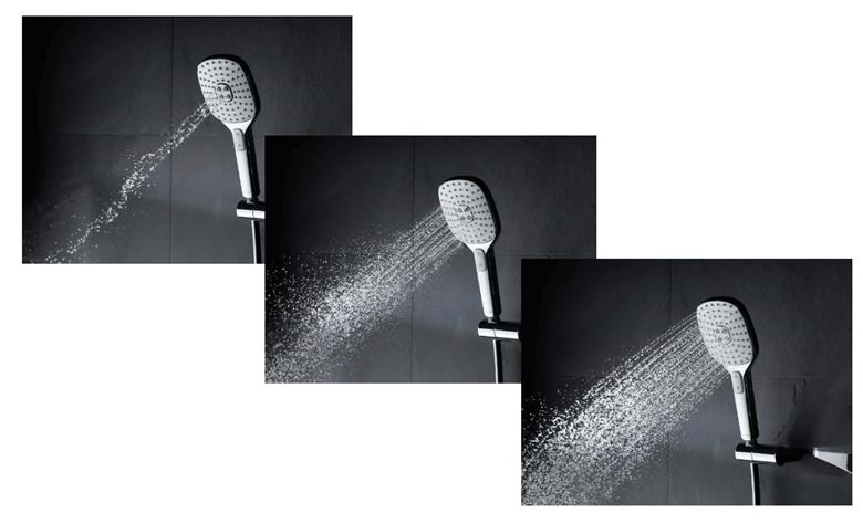 HANSA EMOTION sprchový set s termostatickou batériou, horná sprcha, ručná sprcha s 3 prúdmi, tyč, hadica, držiak, Wellfit, chróm / biela 5865017282 Obrázek - fotka