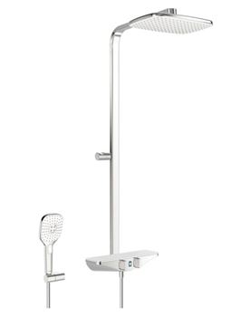 HANSA EMOTION sprchový set s termostatickou batériou, horná sprcha, ručná sprcha s 3 prúdmi, tyč, hadica, držiak, Wellfit, chróm / biela