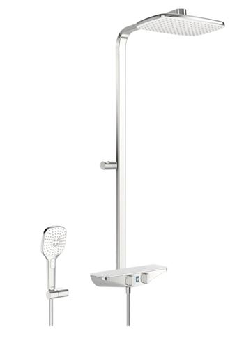 HANSA EMOTION sprchový set s termostatickou batériou, horná sprcha, ručná sprcha s 3 prúdmi, tyč, hadica, držiak, Wellfit, chróm / biela 5865017282 Obrázek - Hlavní obrázek