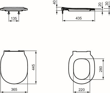 IDEAL STANDARD CONNECT AIR WC sedátko, SoftClose E036801 Technický nákres