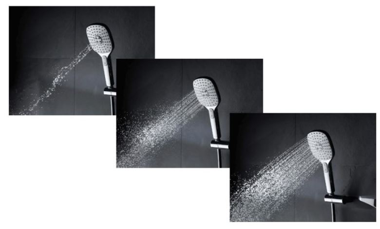 HANSA EMOTION sprchový set s termostatickou batériou, horná sprcha, ručná sprcha s 3 prúdmi, tyč, hadica, držiak, chróm / antracit 5865017184 Obrázek - fotka