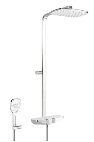 HANSA EMOTION sprchový set s termostatickou batériou, horná sprcha, ručná sprcha s 3 prúdmi, tyč, hadica, držiak, chróm / biela 5865017182 Obrázek - Hlavní obrázek