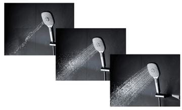 HANSA EMOTION sprchový set s termostatickou batériou, horná sprcha, ručná sprcha s 3 prúdmi, tyč, hadica, držiak, chróm / biela 5865017182 Obrázek - fotka