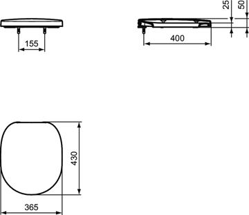 IDEAL STANDARD CONNECT SPACE WC sedadlo E712801 Technický nákres