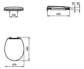 IDEAL STANDARD CONTOUR 21 WC sedadlo, bezbariérové S407701 Technický nákres