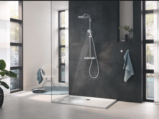 GROHE RAINSHOWER SYSTEM 400 sprchový set s termostatickou batériou, horná sprcha, ručná sprcha, tyč, hadica, chróm 27174001 Obrázek - fotka