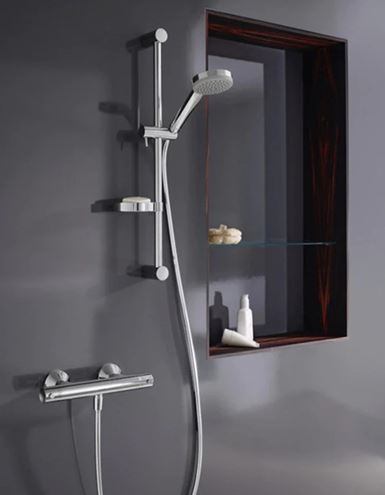 HANSA UNITA sprchový set s termostatickou batériou, ručná sprcha s 3 prúdmi, tyč, hadica, chróm 48130131 Obrázek - fotka