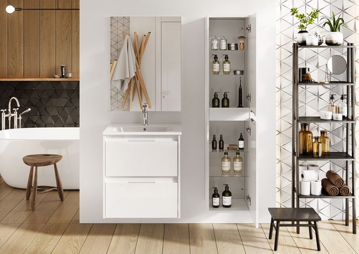 ROCA ALPINE vysoká skrinka 35x35x155 cm, 2 dvierka, lesklá biela A857869806 Obrázek - fotka