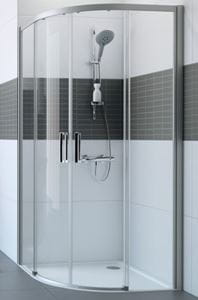 HÜPPE CLASSICS 2 EASY ENTRY B1/B2 sprchový kút 90x90 cm, R500, posuvné dvere, matná strieborná/číre sklo