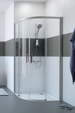 HÜPPE CLASSICS 2 EASY ENTRY B1/B2 sprchový kút 90x90 cm, R500, posuvné dvere, matná strieborná/číre sklo C25502.087.322 Obrázek - fotka