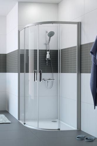 HÜPPE CLASSICS 2 EASY ENTRY B1/B2 sprchový kút 90x90 cm, R500, posuvné dvere, matná strieborná/číre sklo C25502.087.322 Obrázek - fotka