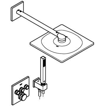 GROHE GROHTHERM SMARTCONTROL sprchový set s podomietkovou termostatickou podomietkovou batériou, horná sprcha s 2 prúdmi, ručná sprcha, chróm 34804000 Obrázek - fotka