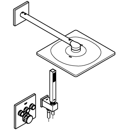 GROHE GROHTHERM SMARTCONTROL sprchový set s podomietkovou termostatickou podomietkovou batériou, horná sprcha s 2 prúdmi, ručná sprcha, chróm 34804000 Obrázek - fotka