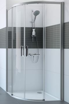 HÜPPE CLASSICS 2 EASY ENTRY B1/B2 sprchový kút 90x90 cm, R500, posuvné dvere, pololesklá strieborná/číre sklo