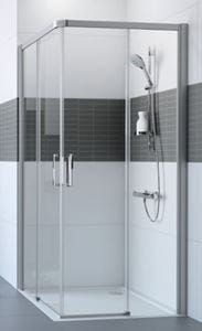 HÜPPE CLASSICS 2 EASY ENTRY sprchový kút 90x90 cm, rohový vstup, posuvné dvere, pololesklá strieborná/číre sklo