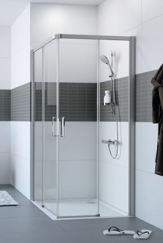 HÜPPE CLASSICS 2 EASY ENTRY sprchový kút 90x90 cm, rohový vstup, posuvné dvere, pololesklá strieborná/číre sklo C25002.069.322 Obrázek - fotka