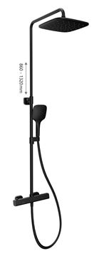 RAVAK 10° FREE BLACK TD F 091.20/150 sprchový set s termostatickou batériou, horná sprcha, ručná sprcha s 3 prúdmi, tyč, hadica, matná čierna X070160 Obrázek - fotka