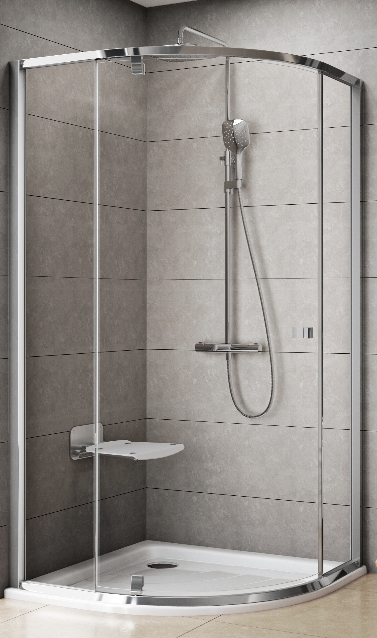 RAVAK PIVOT PSKK3 90 sprchovací kút 90x90 cm, R500, pivotové dvere, chróm lesk / sklo transparent
