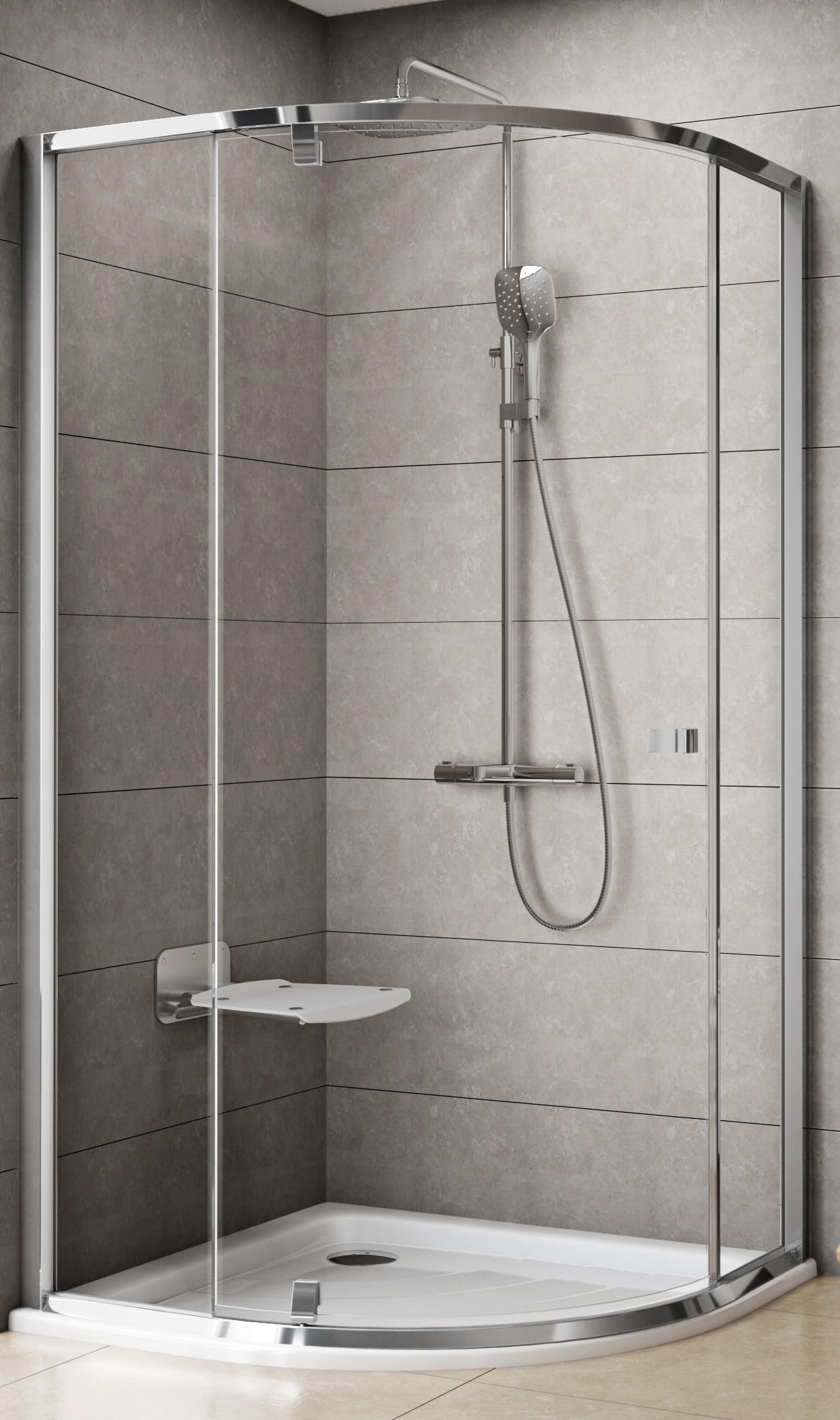 RAVAK PIVOT PSKK3 80 sprchovací kút 80x80 cm, R500, pivotové dvere, chróm lesk / sklo transparent