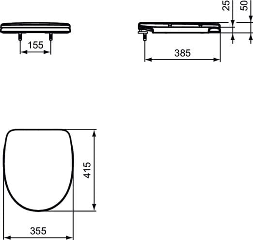 IDEAL STANDARD EUROVIT WC sedadlo, biela W300201 Technický nákres