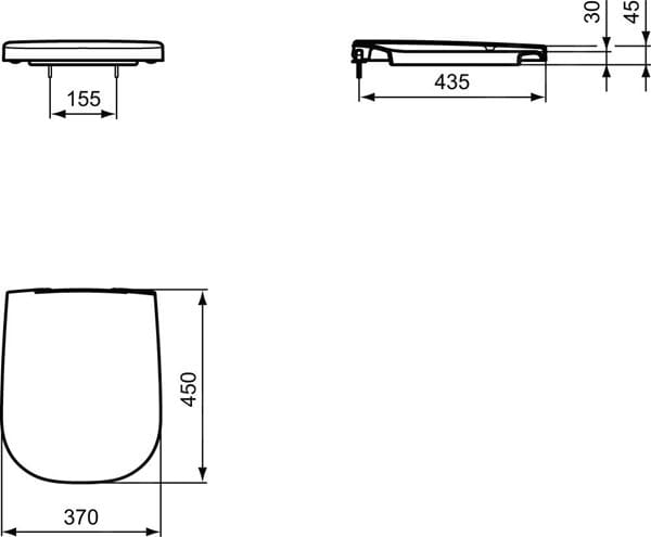 IDEAL STANDARD SOFTMOOD WC sedadlo, Soft-Close T639201 Technický nákres