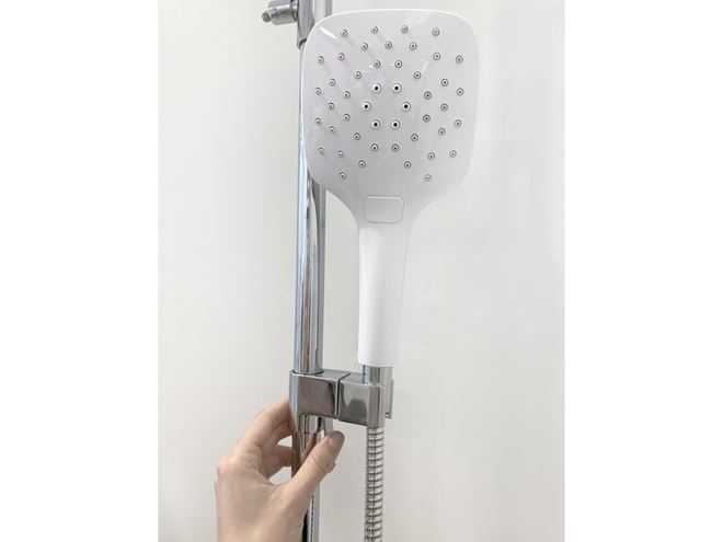RAVAK TERMO 300 TE 092.00CR/WH vaňová termostatická batéria, s hornou a ručnou sprchou s 3 prúdmi, chróm/biela X070098 Obrázek - fotka