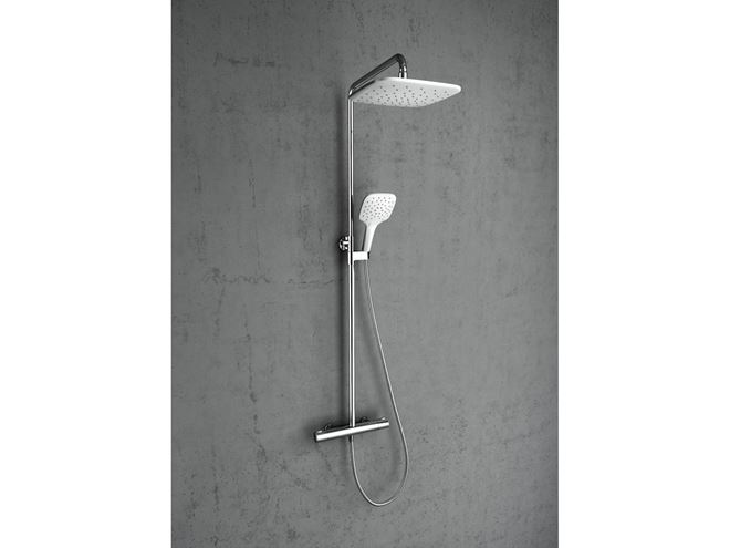 RAVAK TERMO 300 TE 093.00CR/WH sprchový set s termostatickou batériou, horná sprcha, ručná sprcha s 3 prúdmi, tyč, hadica, chróm/biela X070099 Obrázek - fotka