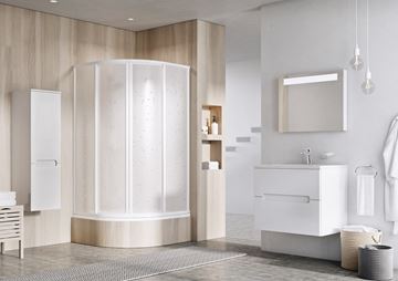 RAVAK SUPERNOVA SKCP4 SABINA 80 sprchový kút 80x80 cm, R500, znížený, posuvné dvere, biela/plast pearl 31144V10011 Obrázek - fotka