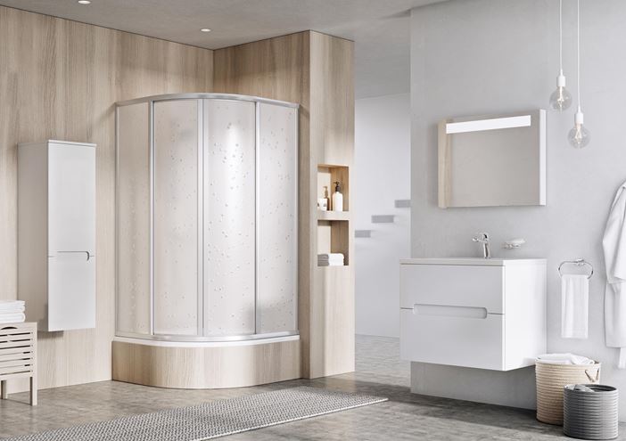 RAVAK SUPERNOVA SKCP4 SABINA 90 sprchovací kút 90x90 cm, R500, znížený, posuvné dvere, satin/plast pearl 31177VU0011 Obrázek - fotka