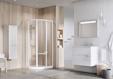 RAVAK SUPERNOVA SKCP4 90 sprchový kút 90x90 cm, R500, posuvné dvere, biela/sklo grape 3117O102ZG Obrázek - fotka