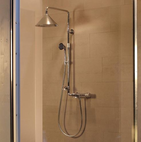 AXOR SHOWERPIPE FRONT sprchový set s termostatickou batériou, horná sprcha, ručná sprcha, teleskopická tyč, hadica, chróm 26020000 Obrázek - fotka