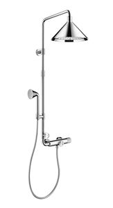 AXOR SHOWERPIPE FRONT sprchový set s termostatickou batériou, horná sprcha, ručná sprcha, teleskopická tyč, hadica, chróm