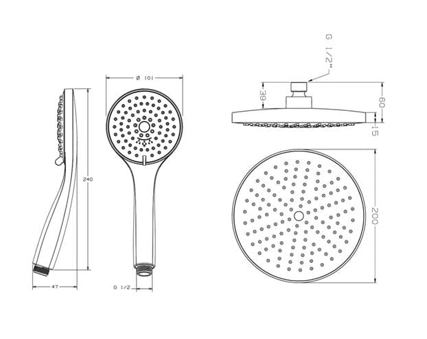 CONCEPT 100 sprchový set s termostatickou batériou, horná sprcha, ručná sprcha s 3 prúdmi, tyč, hadica, chróm PM10109/CO Obrázek - fotka