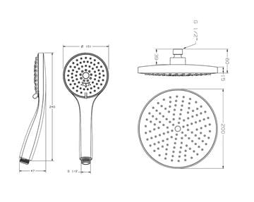 CONCEPT 100 sprchový set s termostatickou batériou, horná sprcha, ručná sprcha s 3 prúdmi, tyč, hadica, chróm PM10109/CO Obrázek - fotka