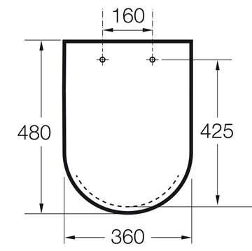 ROCA INSPIRA SQUARE WC sedadlo, SoftClose A80153200B Technický nákres