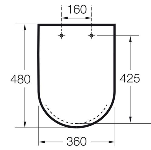 ROCA INSPIRA SQUARE WC sedadlo, SoftClose A80153200B Technický nákres