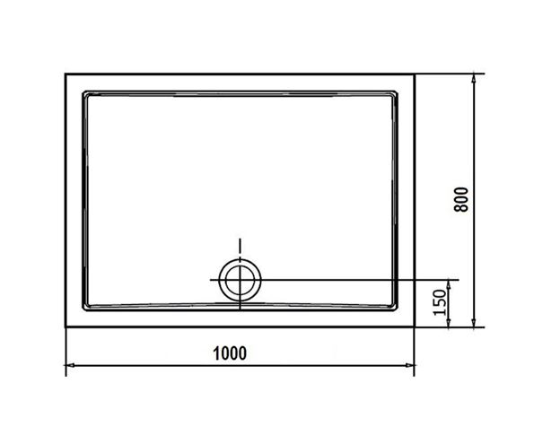 POLYSAN KARIA sprchová vanička 100x80 cm, liaty mramor, bez nožičiek 45511 Technický nákres