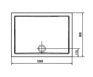 POLYSAN KARIA sprchová vanička 100x80 cm, liaty mramor, bez nožičiek 45511 Technický nákres