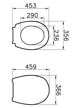 CONCEPT 100 WC sedadlo, biela 115-003-006 Technický nákres
