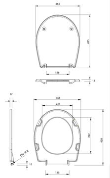 KOLO REKORD WC sedadlo, biela K90111000 Technický nákres