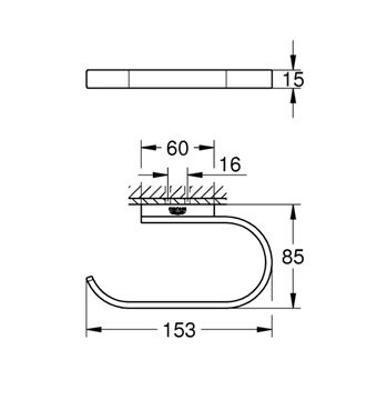 GROHE SELECTION držiak toaletného papiera, nástenný, chróm 41068000 Technický nákres