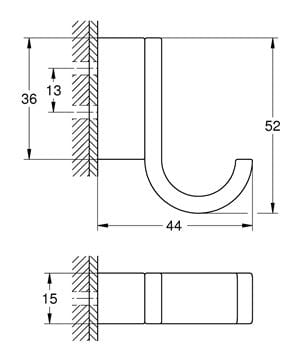 GROHE SELECTION háčik, chróm 41039000 Technický nákres