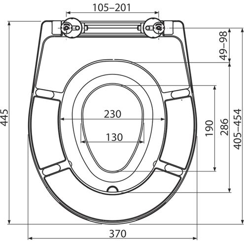 ALCA A603 WC sedadlo, biela A603 Technický nákres