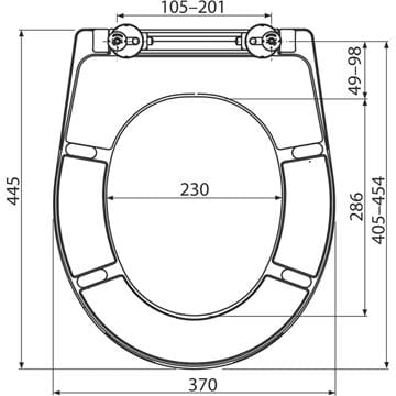 ALCA A602 WC sedadlo, biela A602 Technický nákres